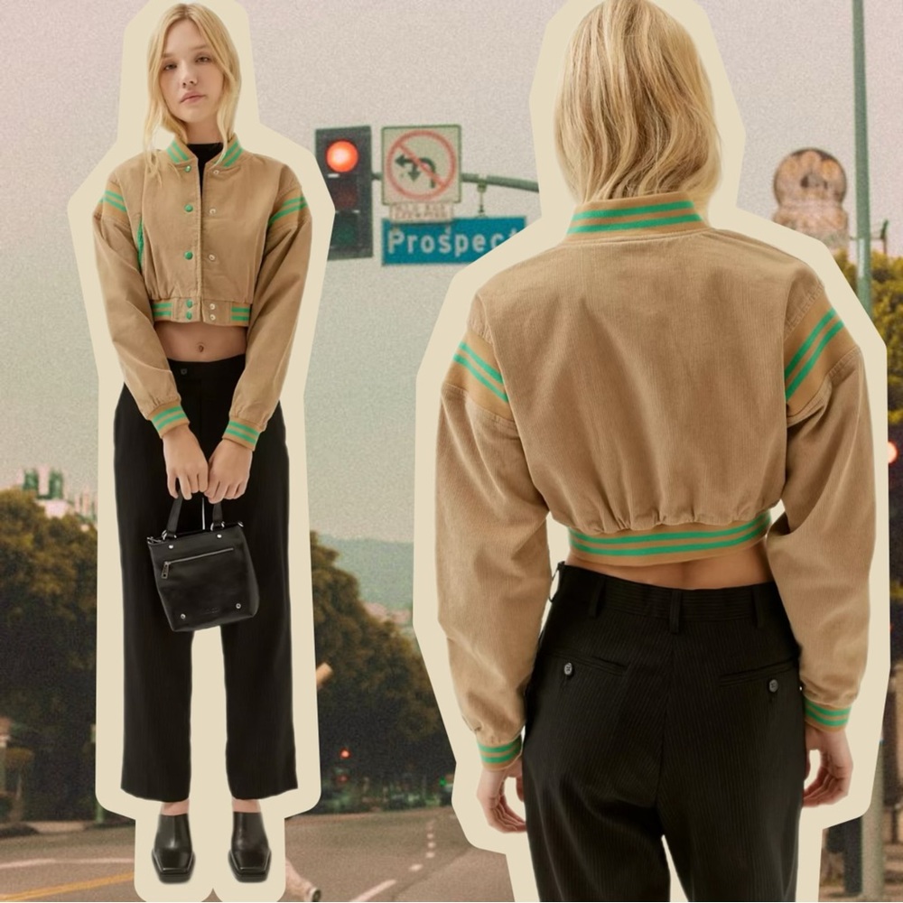 NWOT Urban Outfitters - Cropped Corduroy Varsity Jacket